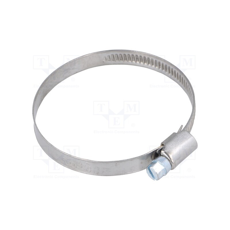 10 pcs : D4050 - Worm gear clamp, W: 9mm, Clamping: 50÷70mm, chrome steel AISI 430