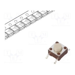 10 pcs : TL3301AF260QG - Microswitch TACT, SPST-NO, Pos: 2, 0.05A/12VDC, SMT, none, 2.55N