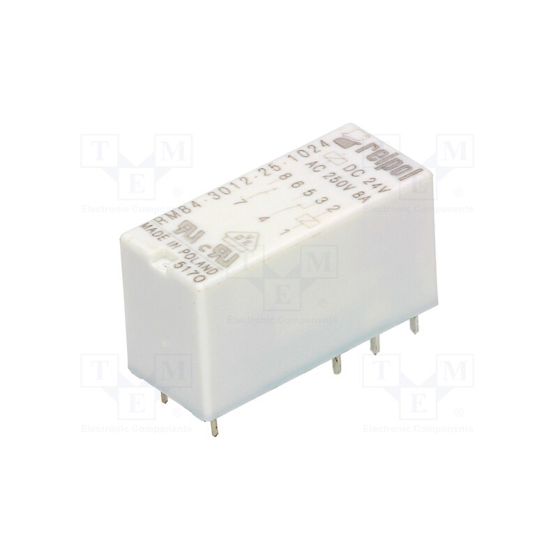 10 pcs : RM84-3012-25-1024 - Relay: electromagnetic, DPDT, Ucoil: 24VDC, 8A, 8A/250VAC, 8A/24VDC