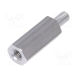 50 pcs : 235X15 - Screwed spacer sleeve, 15mm, Int.thread: M3, Ext.thread: M3