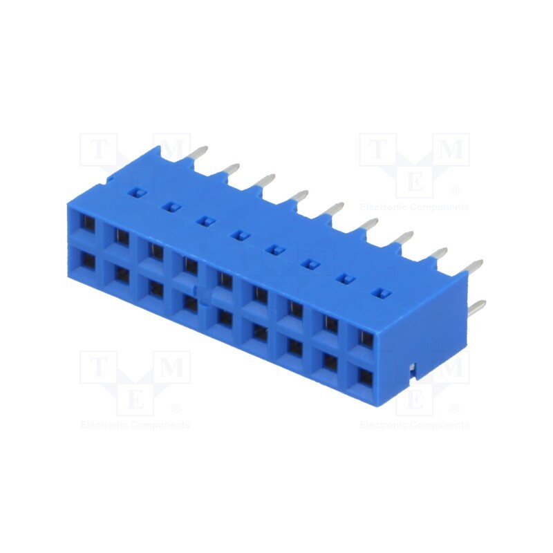 10 pcs : 87606-809LF - Socket, PCB to PCB, female, Dubox®, 2.54mm, PIN: 18, THT, 2A, blue