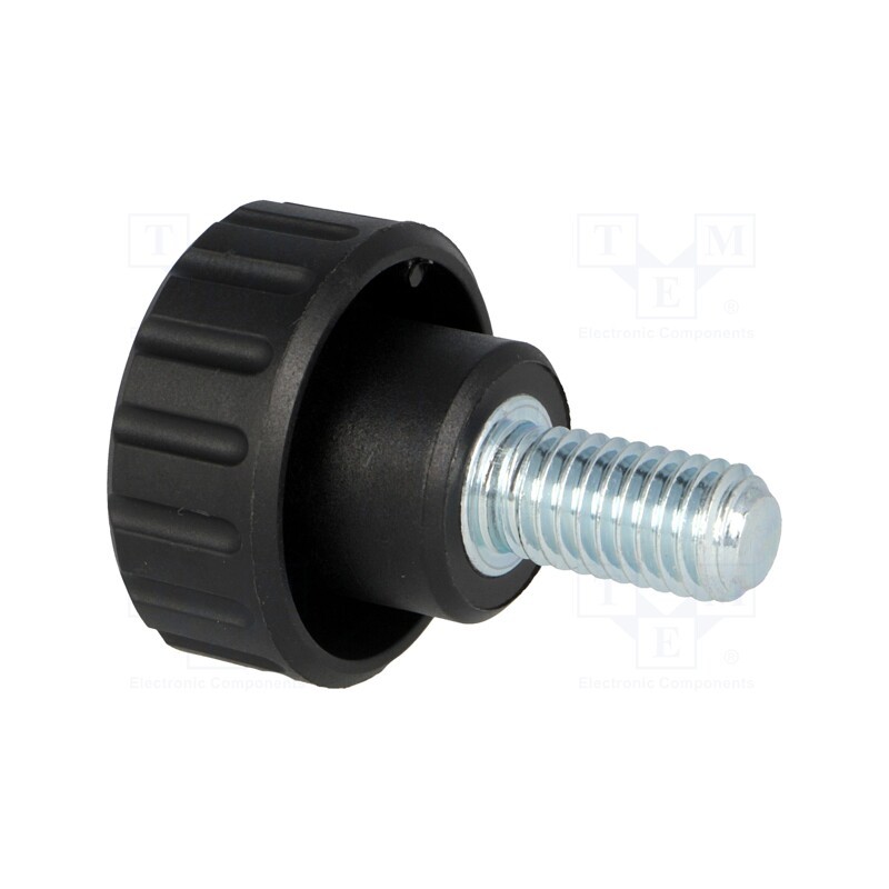10 pcs : 6661 - Knob, Ø: 25mm, Ext.thread: M8, 16mm, H: 19mm, polyamide, knurled