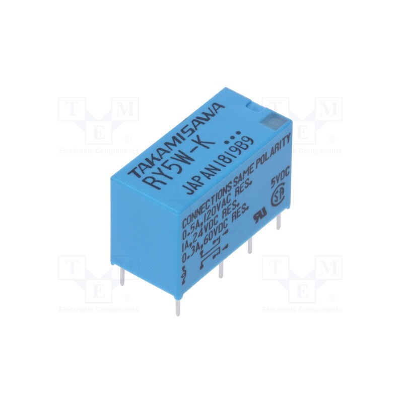 10 pcs : RY-5W-K - Relay: electromagnetic, DPDT, Ucoil: 5VDC, 1A, 0.5A/120VAC, PCB