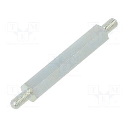 50 pcs : 425X30 - Screwed spacer sleeve, 30mm, Ext.thread: M3, hexagonal, steel