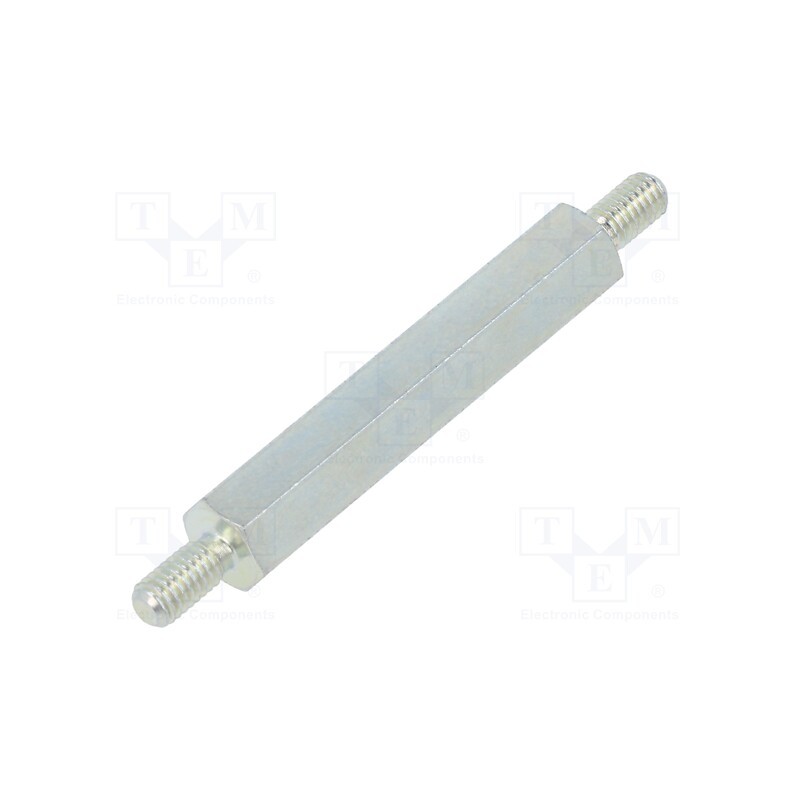 50 pcs : 425X30 - Screwed spacer sleeve, 30mm, Ext.thread: M3, hexagonal, steel