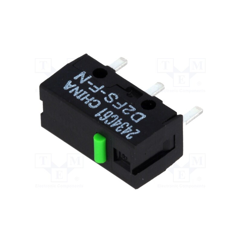 10 pcs : D2FS-F-N - Microswitch SNAP ACTION, 0.1A/6VDC, without lever, SPST-NO, IP40