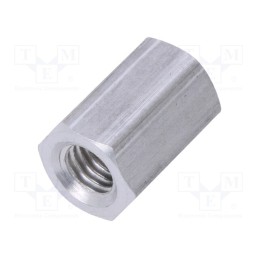 50 pcs : 138X12 - Screwed spacer sleeve, 12mm, Int.thread: M5, hexagonal, aluminium