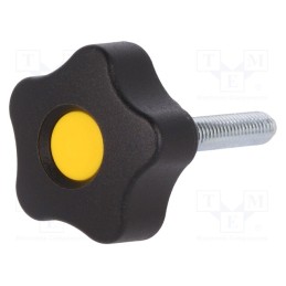 10 pcs : VCT.32 P-M6X30-C4 - Knob, Ø: 32mm, Ext.thread: M6, 30mm, H: 23mm, technopolymer PP