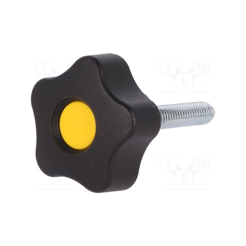10 pcs : VCT.32 P-M6X30-C4 - Knob, Ø: 32mm, Ext.thread: M6, 30mm, H: 23mm, technopolymer PP