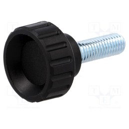 10 pcs : 6666 - Knob, Ø: 25mm, Ext.thread: M8, 25mm, H: 19mm, polyamide, knurled