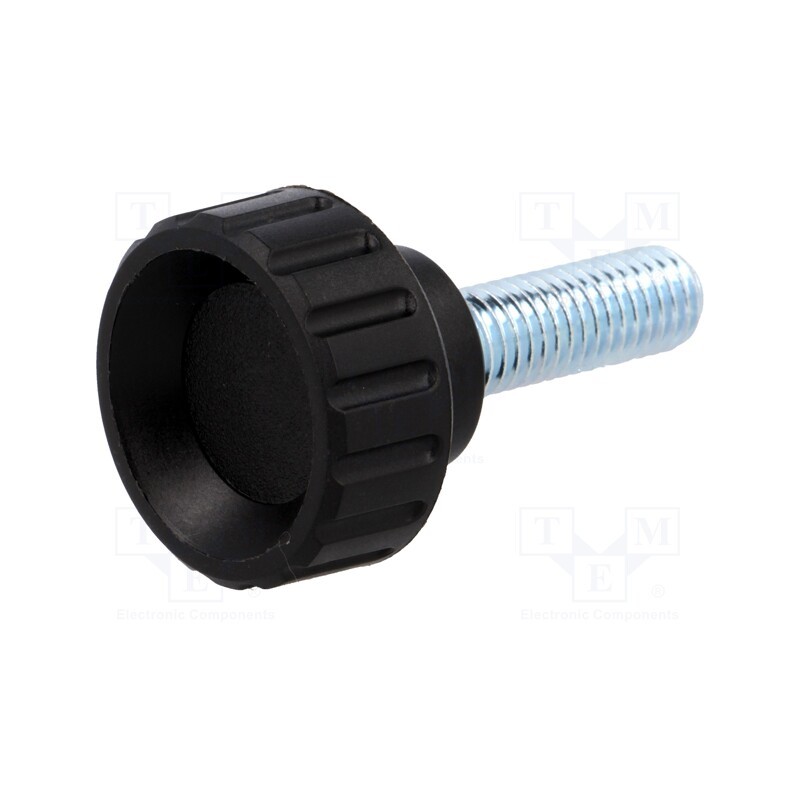 10 pcs : 6666 - Knob, Ø: 25mm, Ext.thread: M8, 25mm, H: 19mm, polyamide, knurled