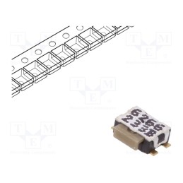 10 pcs : Y28B23312FP - Microswitch TACT, SPST-NO, Pos: 2, 0.05A/32VDC, angular,SMT, none