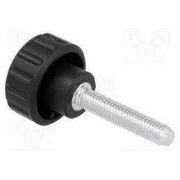 10 pcs : 6551 - Knob, Ø: 20mm, Ext.thread: M5, 25mm, H: 16mm, polyamide, knurled