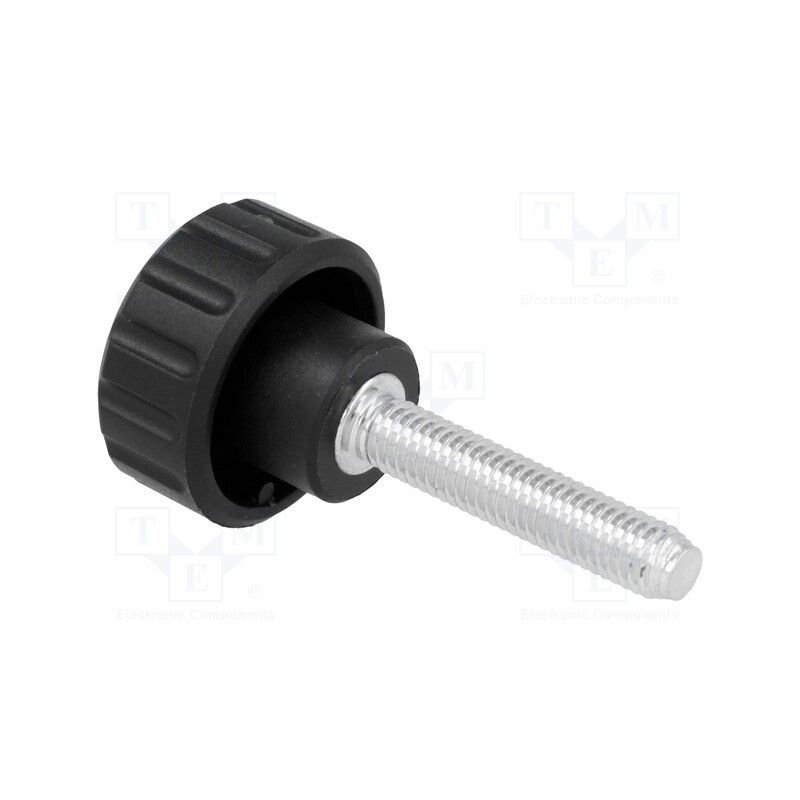 10 pcs : 6551 - Knob, Ø: 20mm, Ext.thread: M5, 25mm, H: 16mm, polyamide, knurled