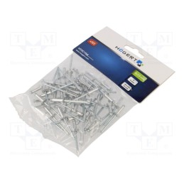 10 pcg : HT2C164 - Rivet, aluminium, Rivet diam: 4mm, L.rivet: 13mm, 50pcs.