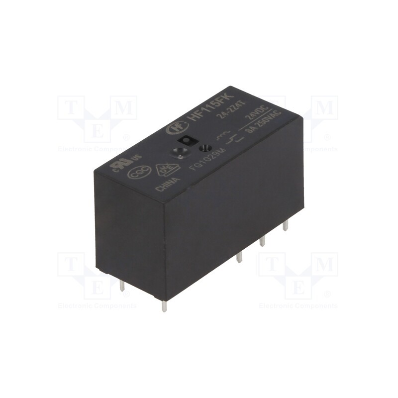 10 pcs : HF115FK/24-2Z4T - Relay: electromagnetic, DPDT, Ucoil: 24VDC, 8A, 8A/250VAC, PCB