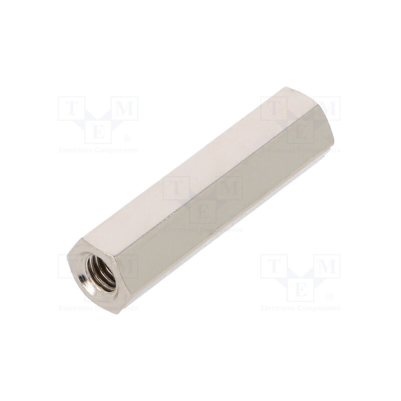 50 pcs : 113X13 - Screwed spacer sleeve, 13mm, Int.thread: M3, hexagonal, brass