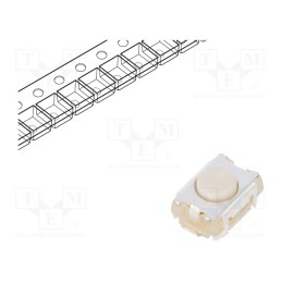 10 pcs : PTS820J20MSMTR LFS - Microswitch TACT, SPST-NO, Pos: 2, 0.05A/12VDC, SMT, none, 1.6N
