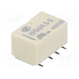 10 pcs : HFD4/4.5-SR - Relay: electromagnetic, DPDT, Ucoil: 4.5VDC, 2A, 0.5A/125VAC, PCB