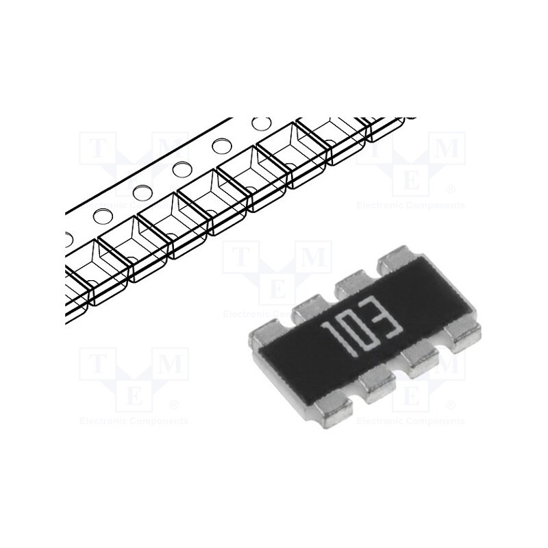50 pcs : YC324-JK-0710KL - Resistor network: Y, SMD, 10kΩ, ±5%, No.of resistors: 4, Case: 2012