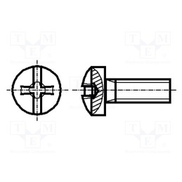 500 pcs : 1219715 - Screw, M3x14, 0.5, Head: button, Phillips,slotted, 0,6mm,PH1, steel