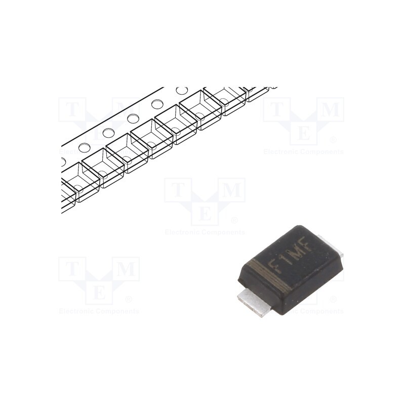 50 pcs : F1MF - Diode: rectifying, SMD, 1kV, 1A, 500ns, SOD123F, Ufmax: 1.3V