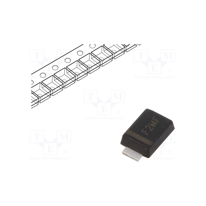 50 pcs : F2MF - Diode: rectifying, SMD, 1kV, 2A, 500ns, SMA flat, Ufmax: 1.3V