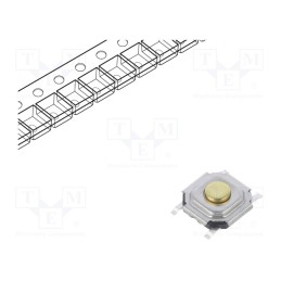 10 pcs : SKQGAFE010 - Microswitch TACT, SPST, Pos: 2, 0.05A/12VDC, SMT, 1N, 5.2x5.2x1.5mm