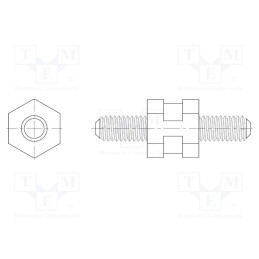 50 pcs : 8G509V41295 - Spacer sleeve, hexagonal, polyamide 66, M3, L: 25mm, black, UL94V-2