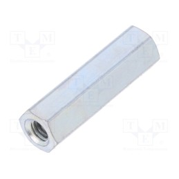 50 pcs : 126X25 - Screwed spacer sleeve, 25mm, Int.thread: M4, hexagonal, steel