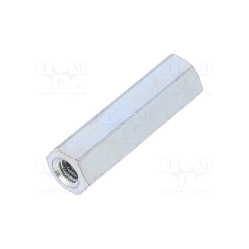 50 pcs : 126X25 - Screwed spacer sleeve, 25mm, Int.thread: M4, hexagonal, steel