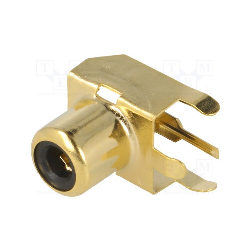 10 pcs : 900 - Socket, RCA, female, angled 90°, THT, brass, gold-plated, on PCBs