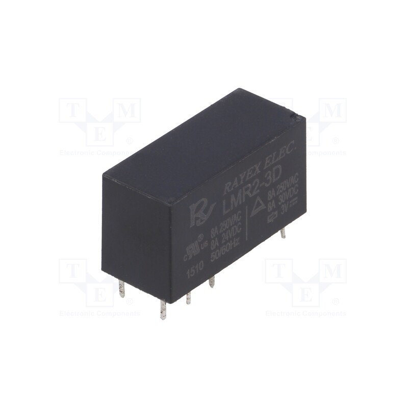 10 pcs : LMR2-3D - Relay: electromagnetic, DPDT, Ucoil: 3VDC, Icontacts max: 5A, PCB