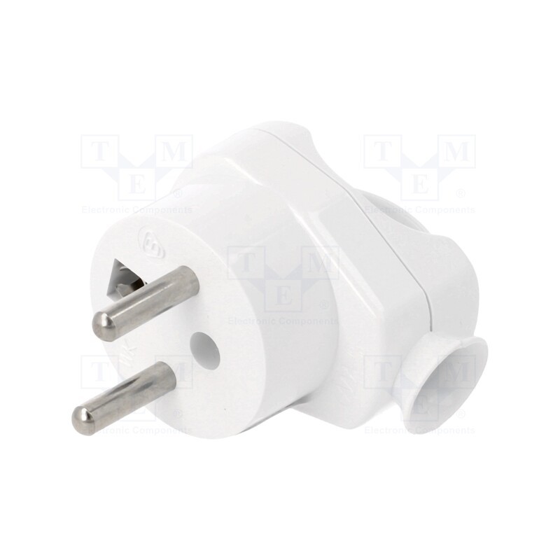 10 pcs : 9002221 - Connector: AC supply, male, plug, 2P+PE, 250VAC, 16A, white, PIN: 3