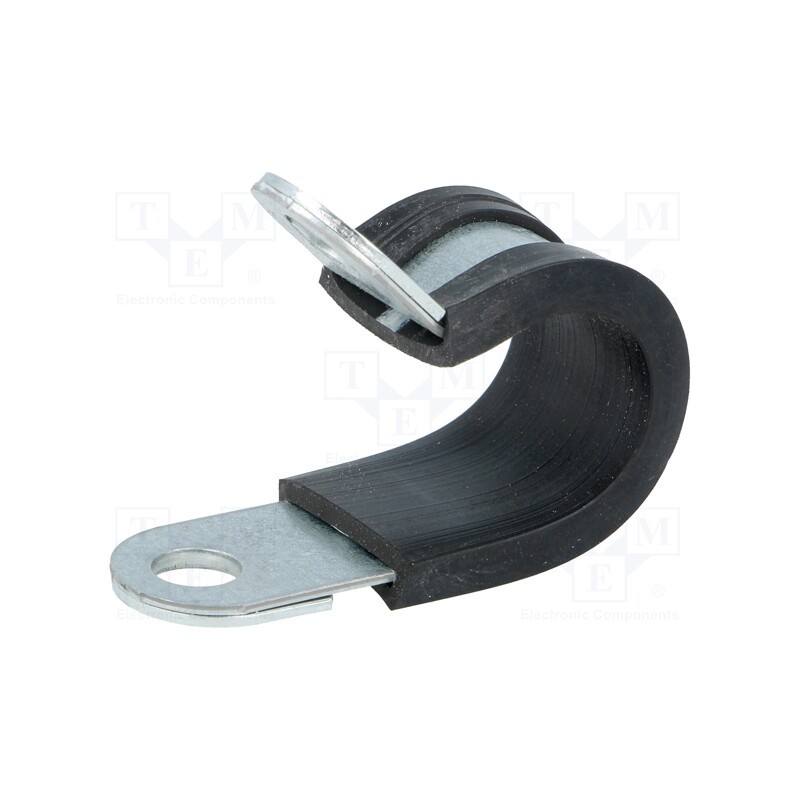 10 pcs : 61825365 - Fixing clamp, ØBundle : 15mm, W: 15mm, steel, Ømount.hole: 6.4mm