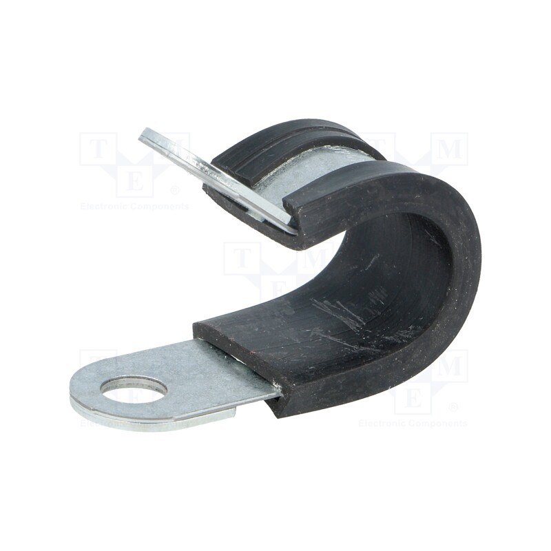 10 pcs : 61825355 - Fixing clamp, ØBundle : 14mm, W: 15mm, steel, Ømount.hole: 6.4mm