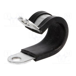 10 pcs : 61825052 - Fixing clamp, ØBundle : 19mm, W: 15mm, steel, Ømount.hole: 6.4mm