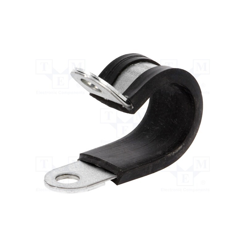 10 pcs : 61825052 - Fixing clamp, ØBundle : 19mm, W: 15mm, steel, Ømount.hole: 6.4mm