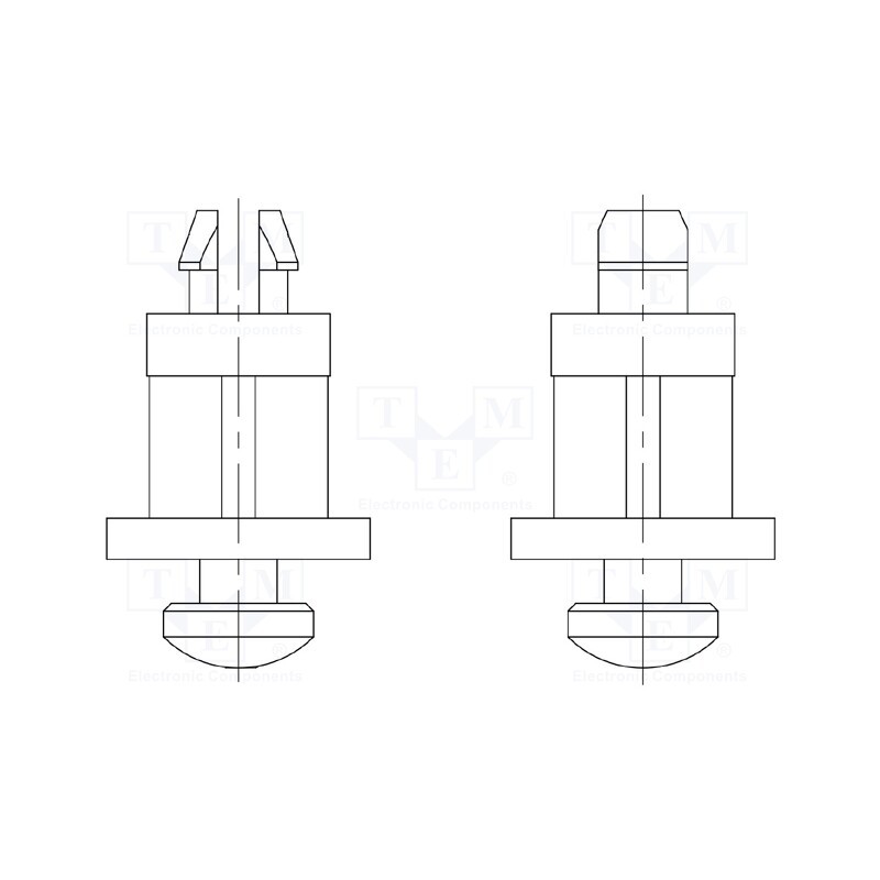 50 pcs : 8GG01V42748 - PCB distance, polyamide 66, L: 9.5mm, latch/latch, natural