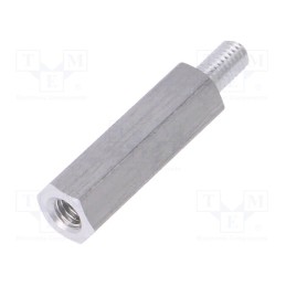 50 pcs : 234X18 - Screwed spacer sleeve, 18mm, Int.thread: M3, Ext.thread: M3