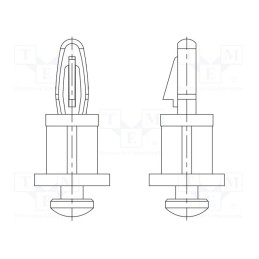 50 pcs : 8GG02V40978 - PCB distance, polyamide 66, L: 3.2mm, latch/latch, natural