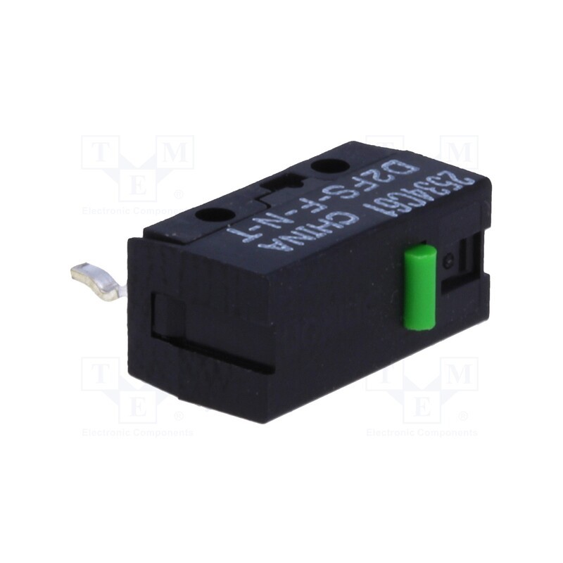 10 pcs : D2FS-F-N-T - Microswitch SNAP ACTION, 0.1A/6VDC, without lever, SPST-NO, IP40