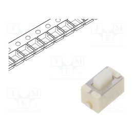 10 pcs : EVQPNF05M - Microswitch TACT, SPST, Pos: 2, 0.05A/12VDC, SMT, none, 1.6N, 5mm