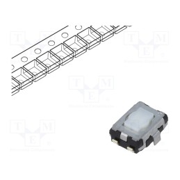 10 pcs : EVQP2T02M - Microswitch TACT, SPST, Pos: 2, 0.02A/15VDC, SMT, none, 2.1mm, white
