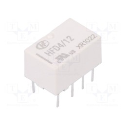 10 pcs : HFD4/12 - Relay: electromagnetic, DPDT, Ucoil: 12VDC, 2A, 0.5A/125VAC, PCB