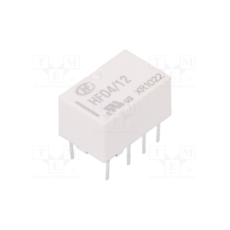 10 pcs : HFD4/12 - Relay: electromagnetic, DPDT, Ucoil: 12VDC, 2A, 0.5A/125VAC, PCB
