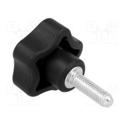 10 pcs : VCT.32 P-M6X20 - Knob, Ø: 32mm, Ext.thread: M6, 20mm, H: 23mm, technopolymer PP