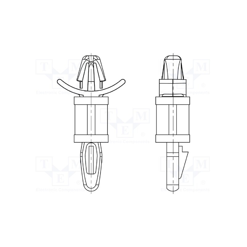 50 pcs : 8G820V40389 - PCB distance, polyamide, L: 6.4mm, snap fastener, natural