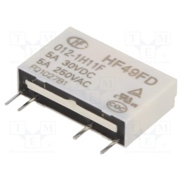 10 pcs : HF49FD/012-1H11F - Relay: electromagnetic, SPST-NO, Ucoil: 12VDC, 5A, 5A/250VAC, PCB