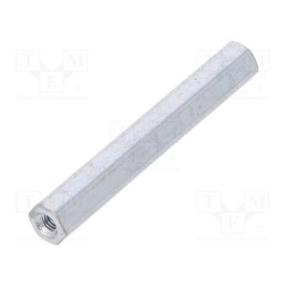 50 pcs : 125X45 - Screwed spacer sleeve, 45mm, Int.thread: M3, hexagonal, steel